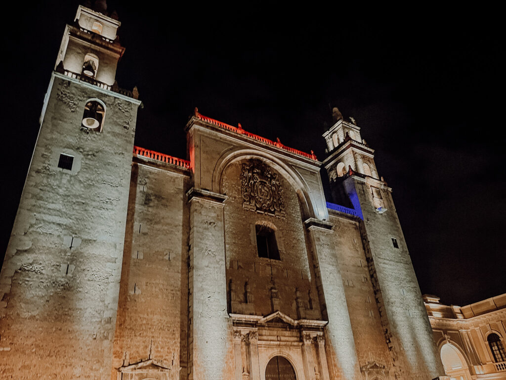 merida cathedral plaza grande yucatan mexico